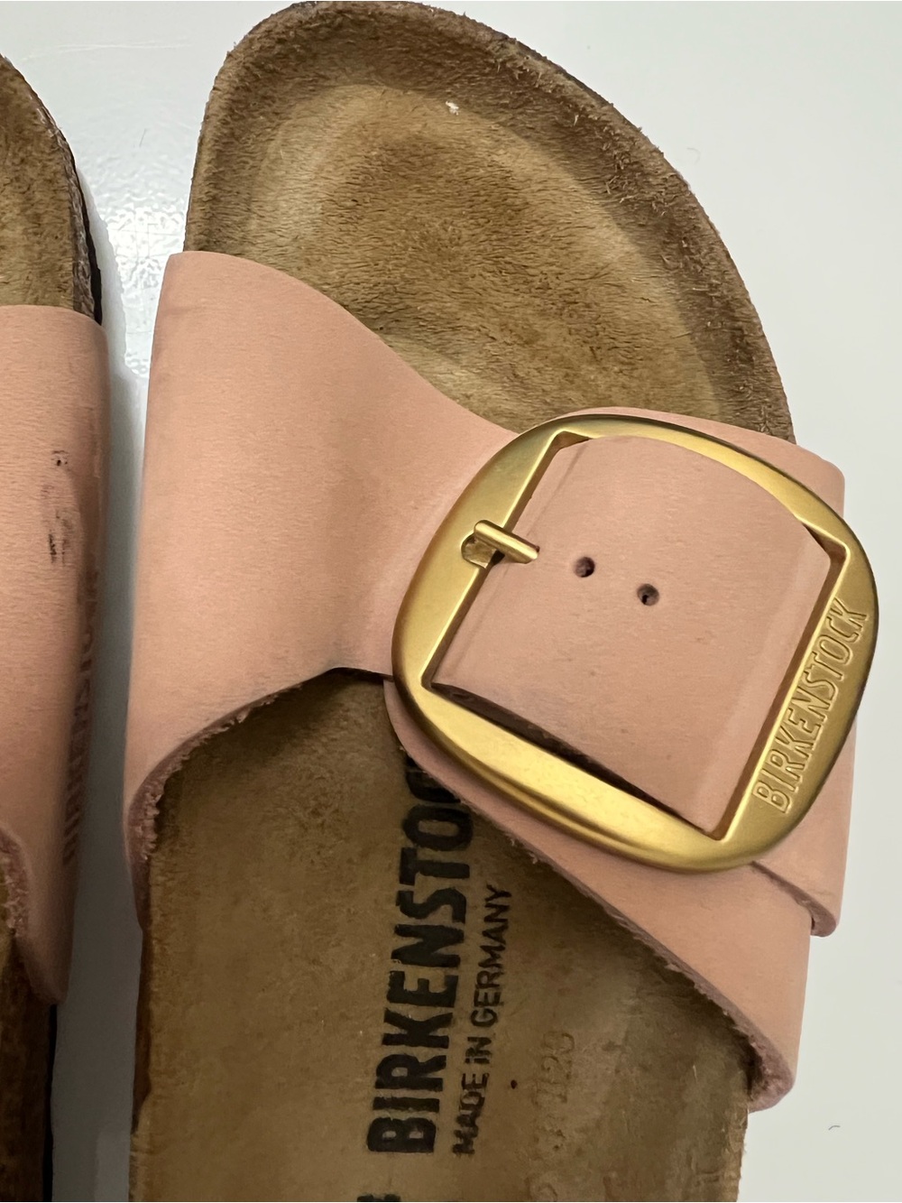 Birkenstock Women's Blush Single Strap Sandals with Gold Buckles - Picture 2 of 11